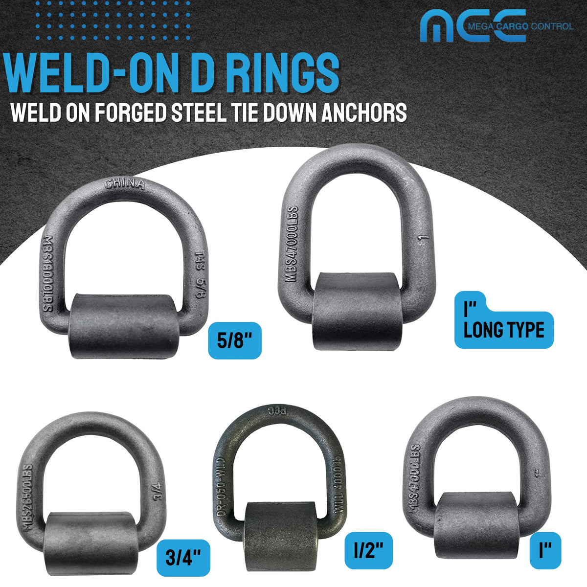 10 Pack Heavy Duty 5/8" Weld-On D Ring for Flatbed Truck Trailer Tie Down V7442