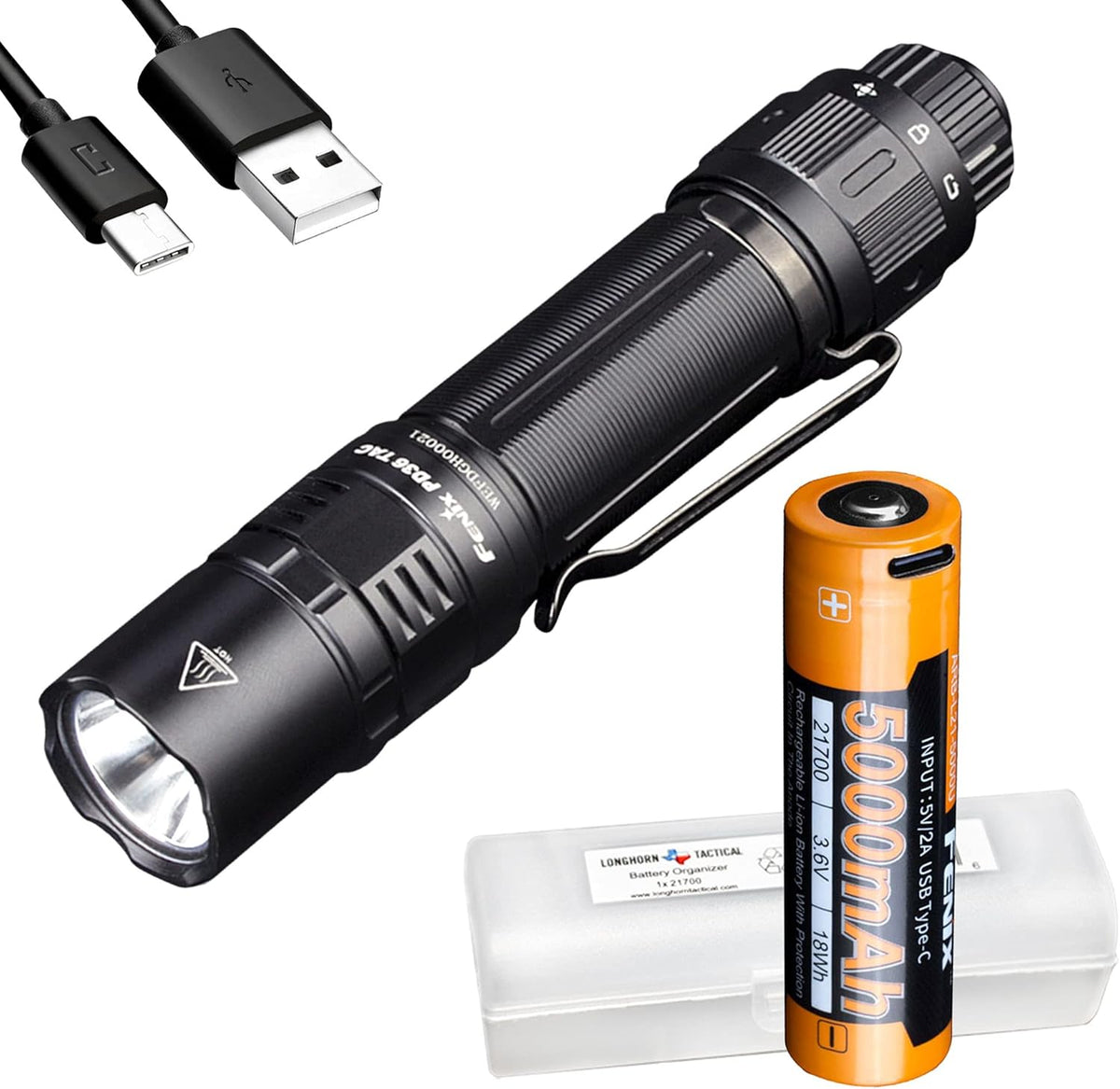 Tactical Flashlight with 5000mAh USB-C Rechargeable Battery G99211